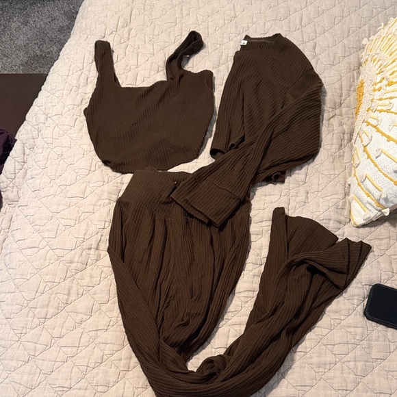 Abercrombie & Fitch Other - Abercrombie Brown Ribbed Three Piece Lounge Set